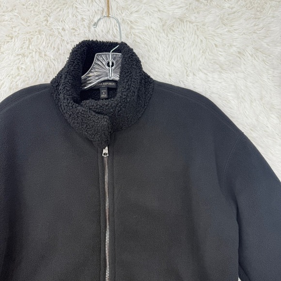 Banana‎ Republic Womens Sherpa Bomber Jacket Size S Petite Black Zip Cozy Winter - Picture 7 of 11